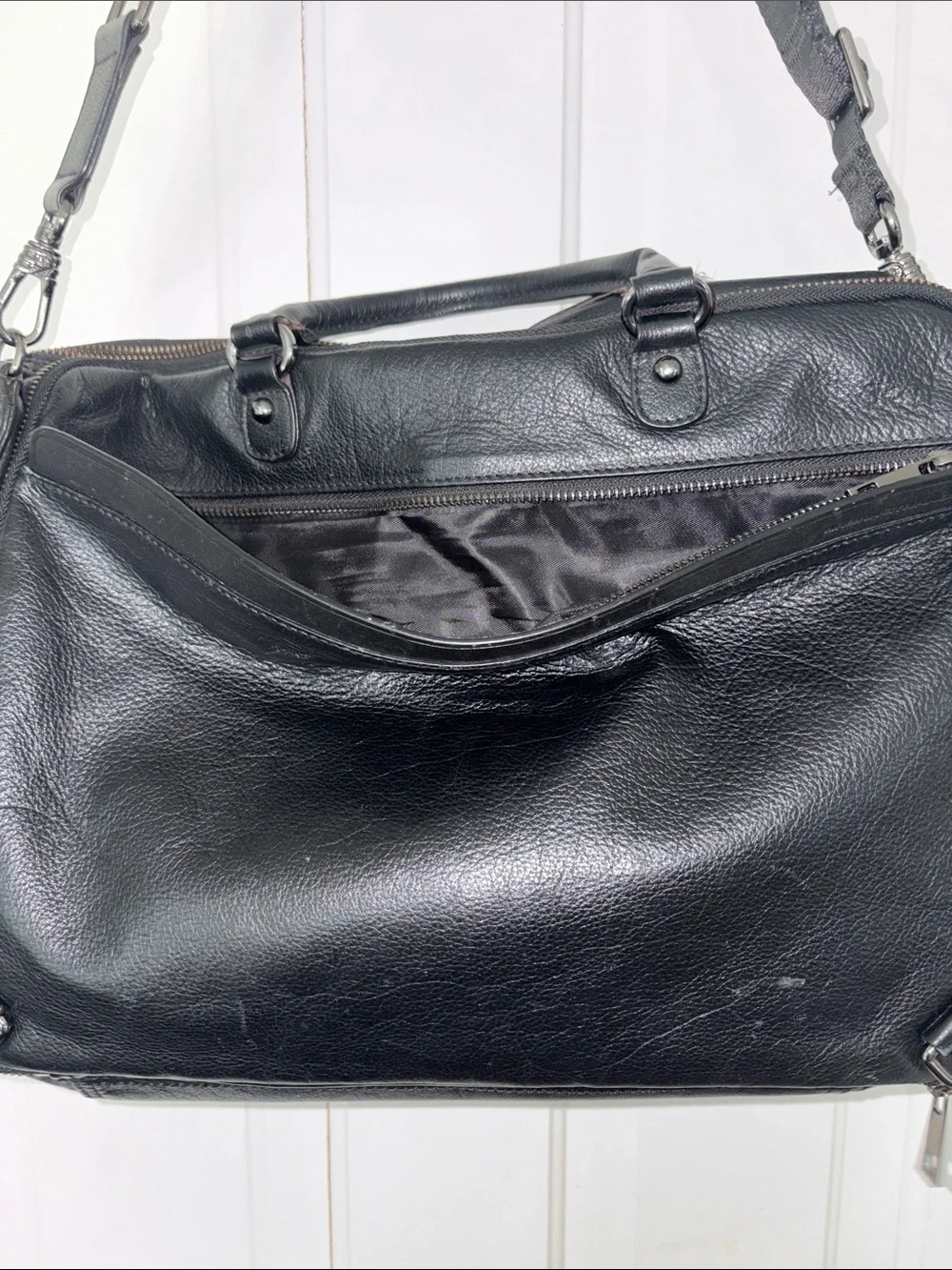 Stranger Black Full Grain Leather Laptop Bag